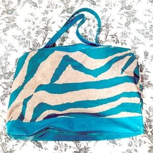 Turquoise Striped Large Bag